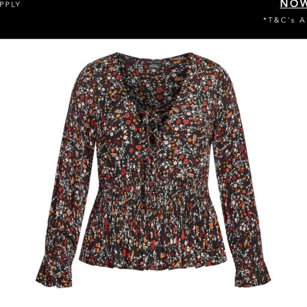 City Chic Multicolor Floral Smocked Blouse